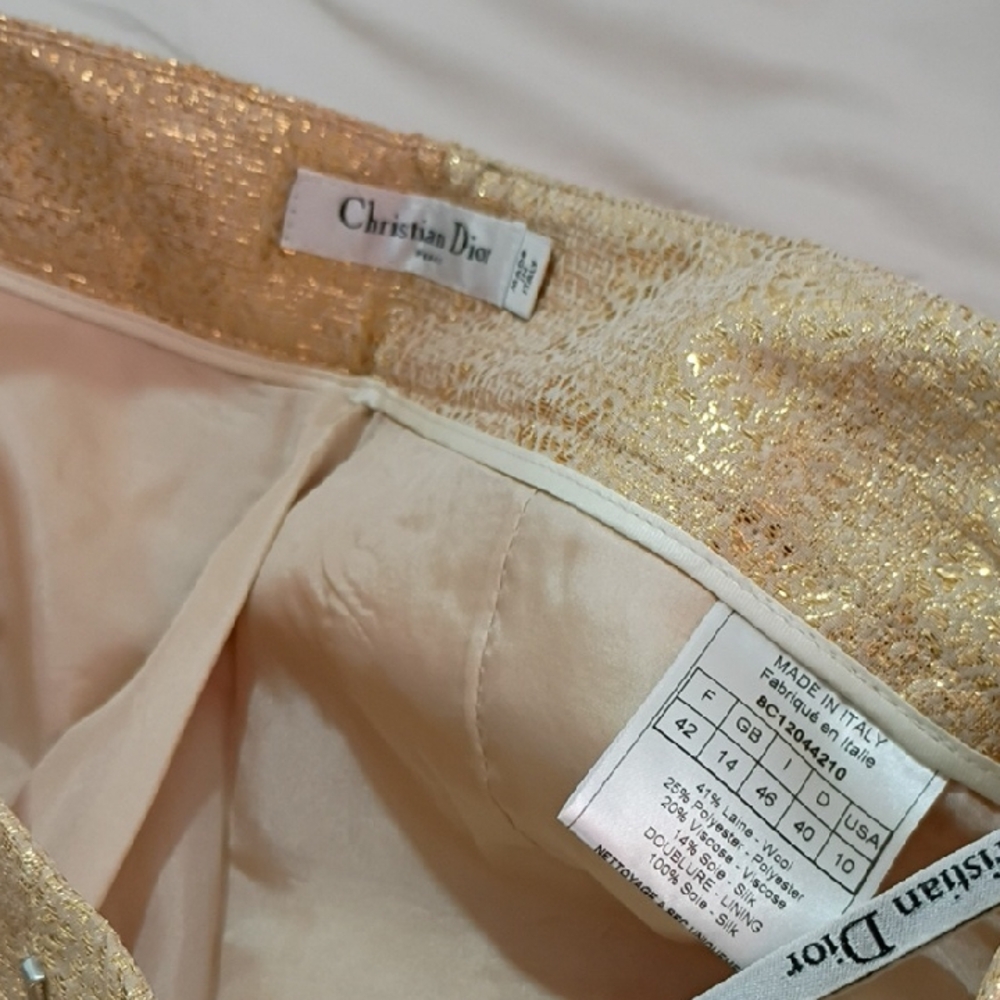 Dior Gold Brocade Cropped Pants